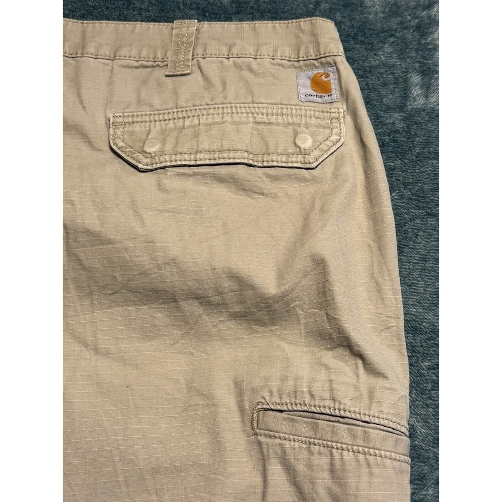 Carhartt 100274 Mens 46x30 Relaxed Fit Ripstop Cargo Work Pants Tan Khaki FLAW - Picture 8 of 8